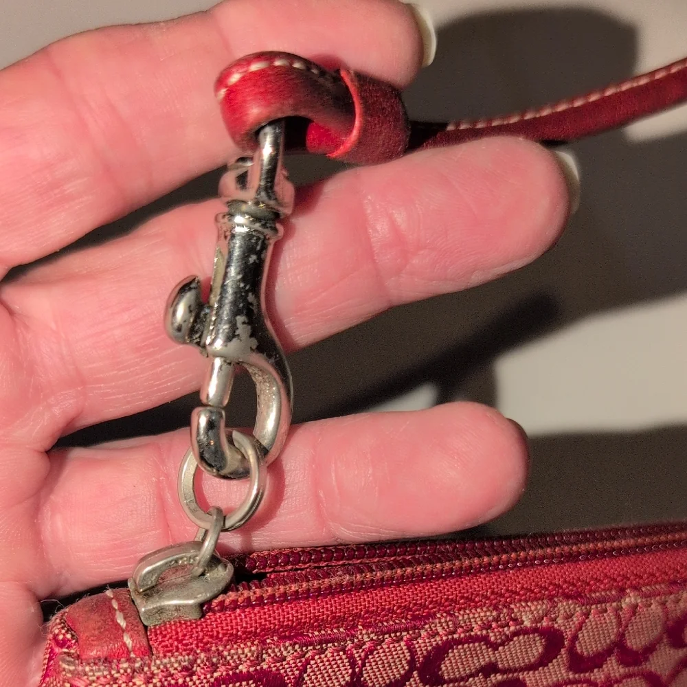 Coach Signature C Red Wristlet - Vintage
